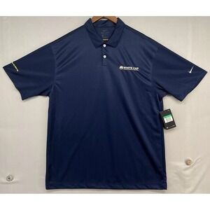 White Cap Building NIKE Polo Mens XL Blue Dri-Fit Short Sleeve‎ Tencate Mirafi